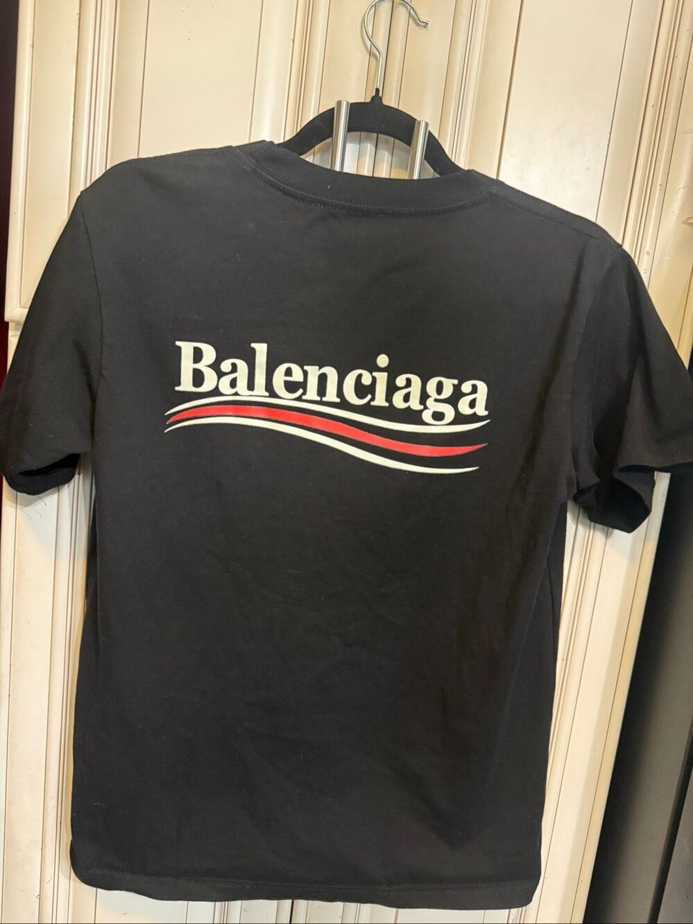 Balenciaga Unisex Embroidered Political Campaign Graphic T-Shirt Black Medium
